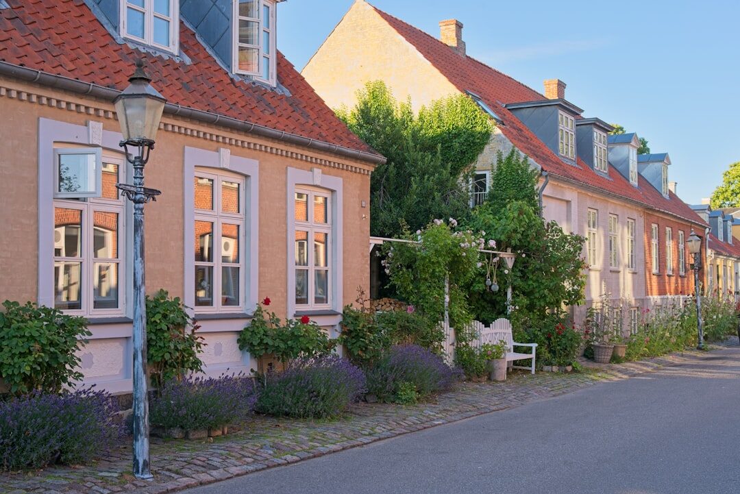 Children playing outside in a small Danish village street
